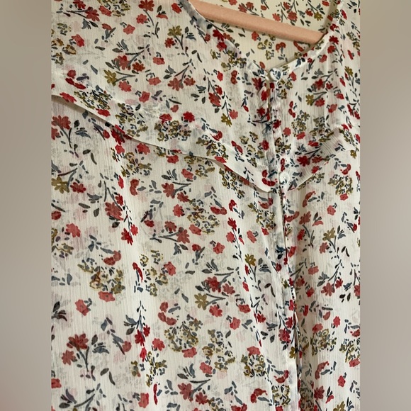 DR2 by Daniel Rain sheer floral duster dress drawstring waist button close large - Picture 4 of 7